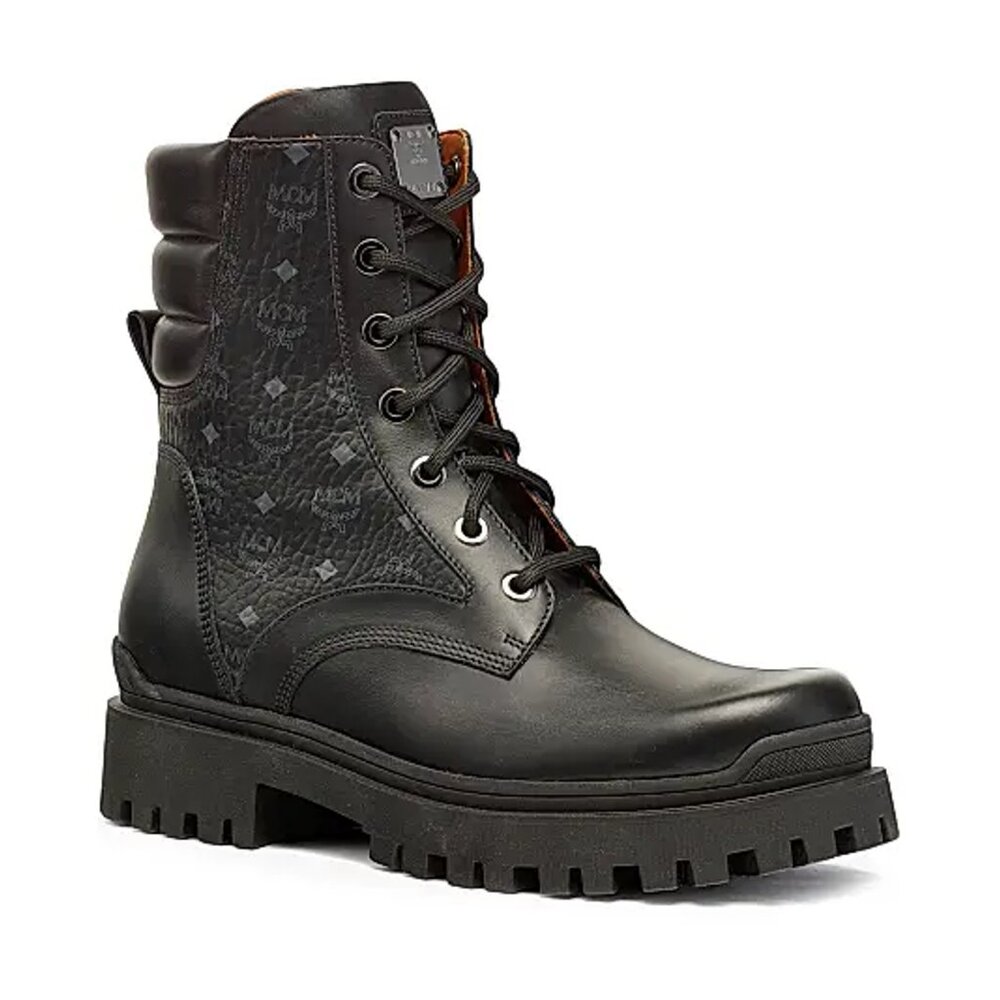 MCM Black Quilted Leather Combat Boots - Picture 2 of 15